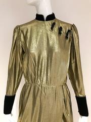1980s Christian Dior gold lamé Cheongsam inspired wrap dress
