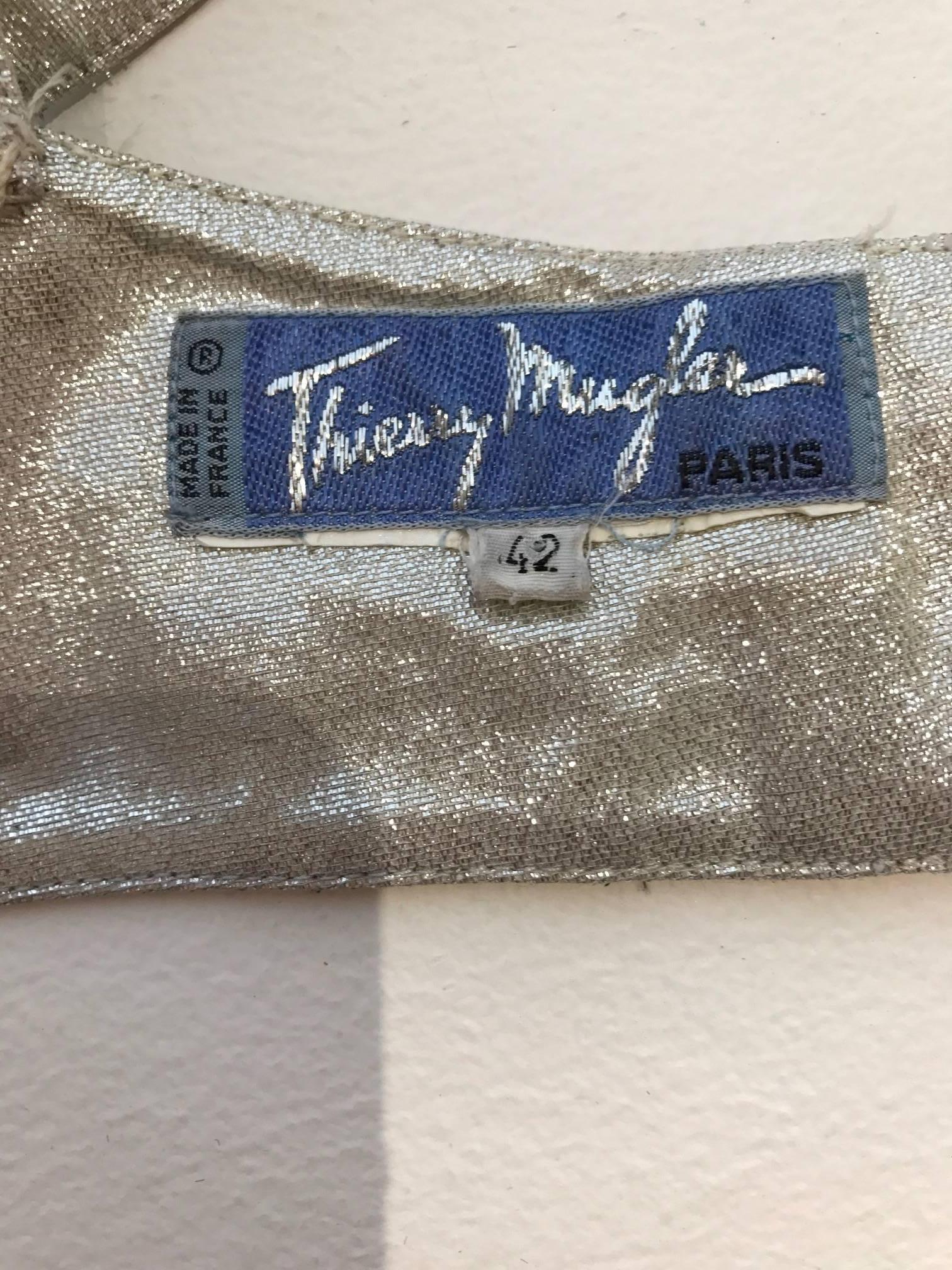 Vintage 1990s Thierry Mugler silver metallic bra 90s top
Fit 34 C