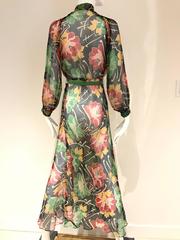 1930s Floral print silk chiffon dress