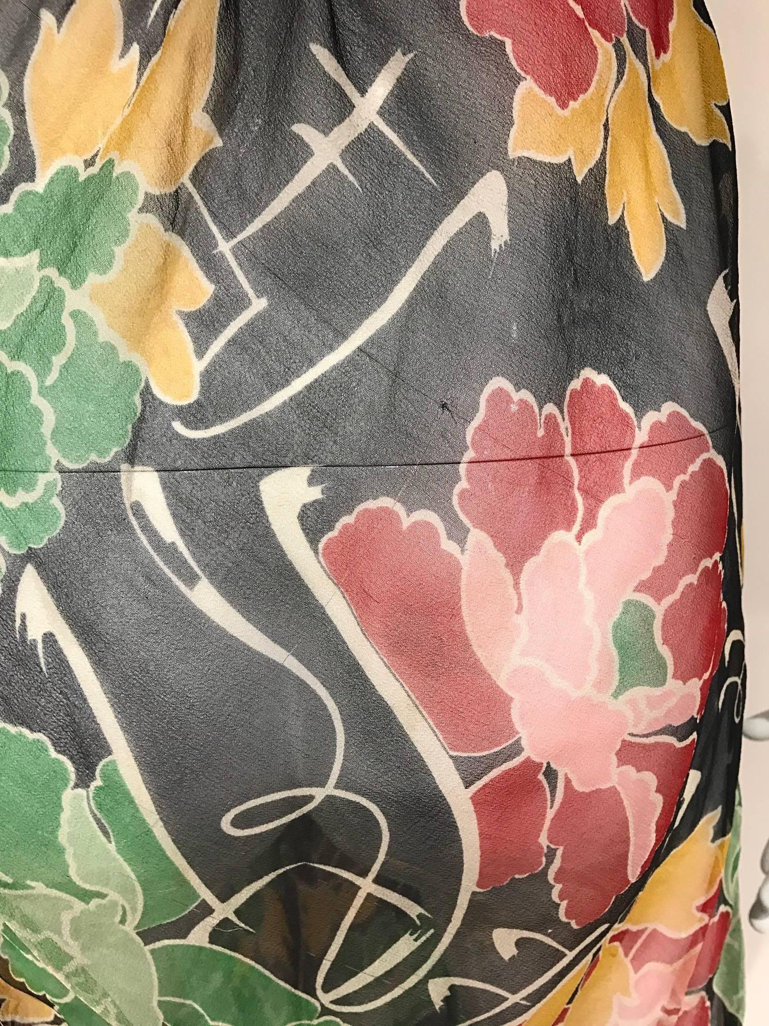 1930s Floral print silk chiffon dress  In Good Condition In Beverly Hills, CA