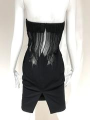 1990s Gianni Versace Black Silk Sheer Strapless Cocktail Mini Dress
