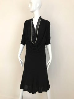 Vintage JEAN PAUL GAULTIER Plunging Neckline Knit Dress with Pearl Collar