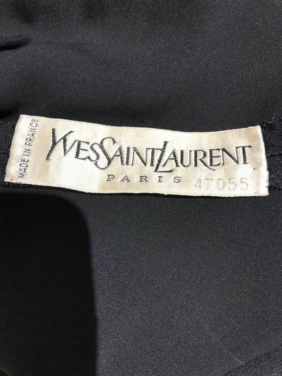 Vintage Yves saint laurent couture black silk dress For Sale at 1stdibs