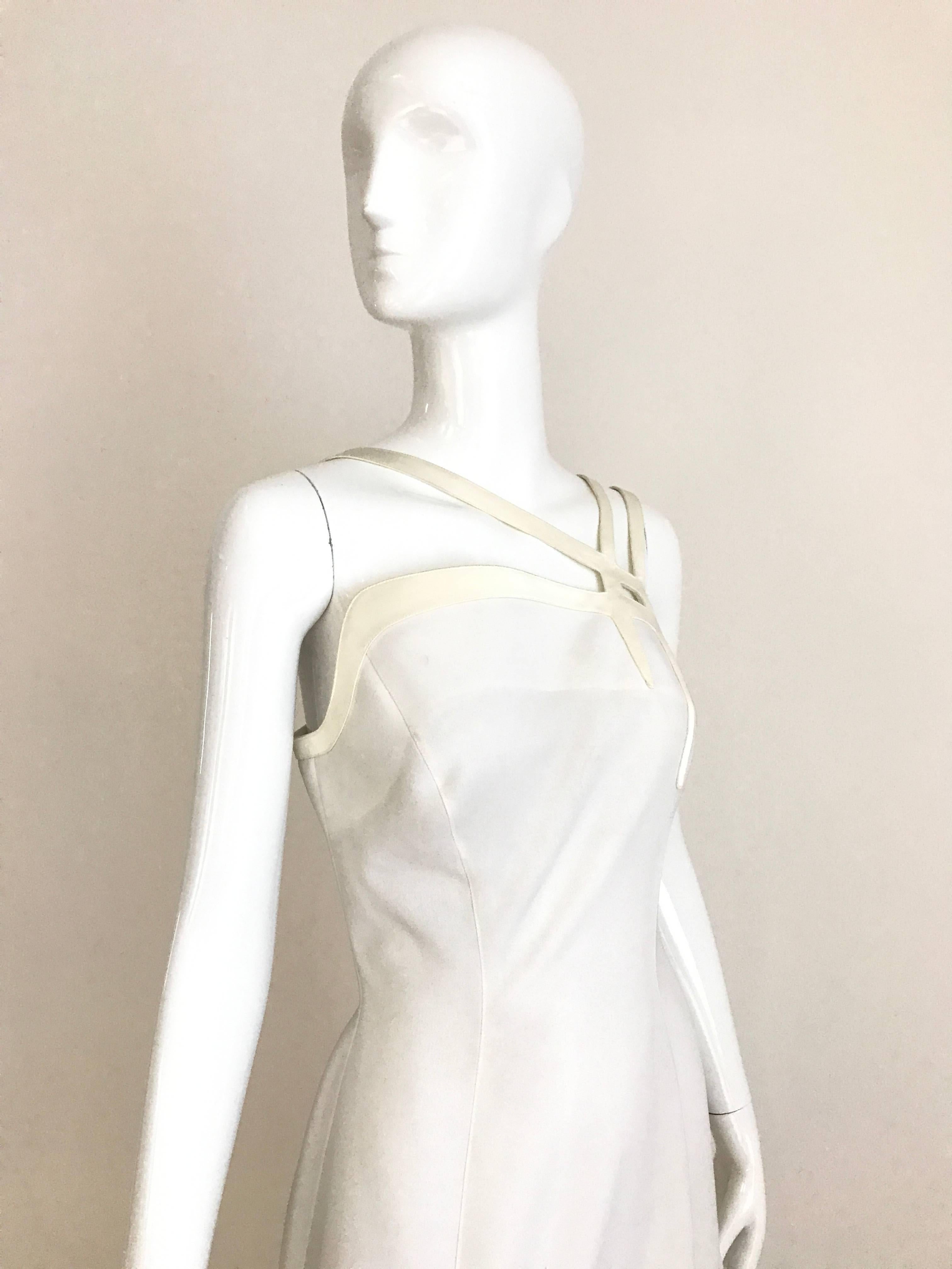 Women's 1990s  Vintage THIERRY MUGLER White Crepe Gown with Cut Out Shoulder 