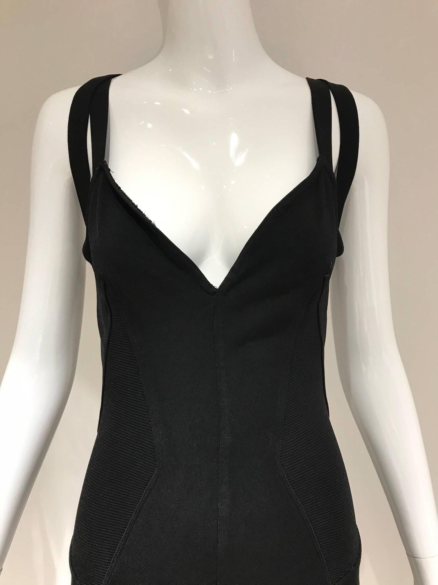 Vintage 1990s  ALAIA Black Knit Dress with Criss Cross Back 90s Dress
Size S. Fit US size 2/4/6 