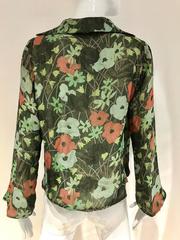 1920s Art Deco green metallic floral print silk lame jacket