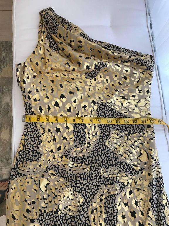 Vintage Yves Saint Laurent gold Leopard print metallic 90s silk gown ...