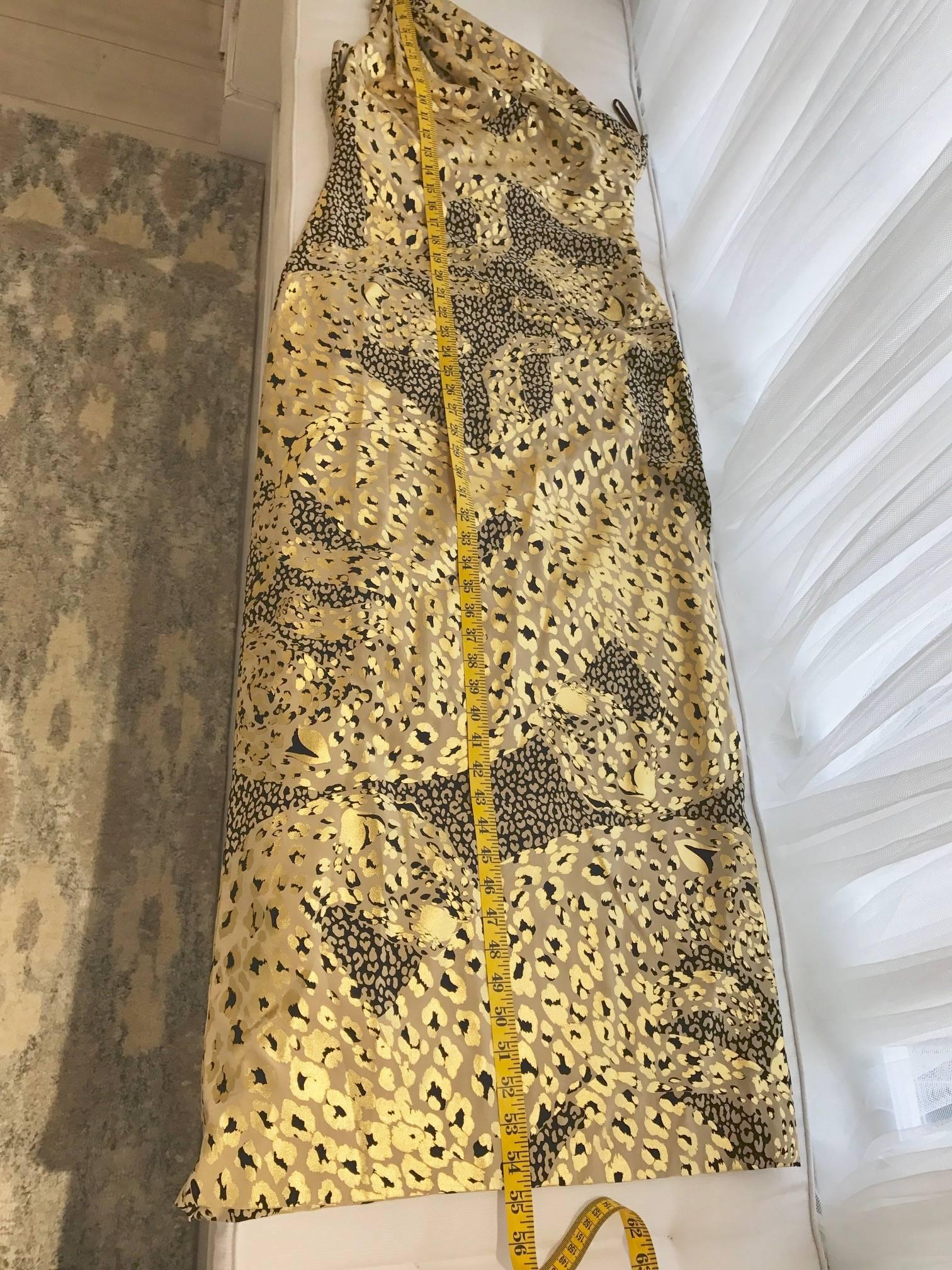 Yves Saint Laurent Vintage gold Leopard print metallic silk gown, 1990s 3