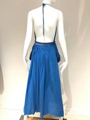 Vintage Missoni blue cotton knit halter maxi dress