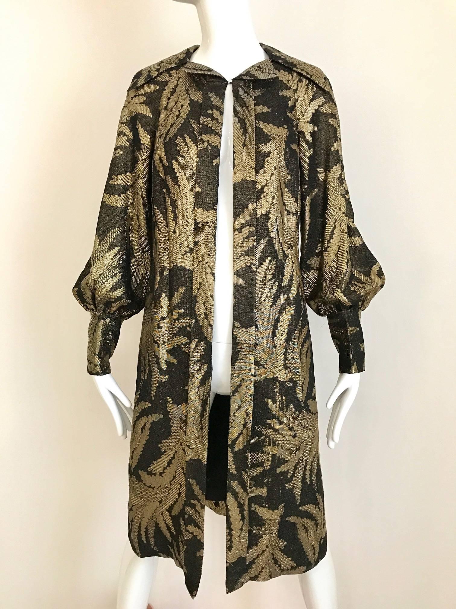 1970s Pauline Trigere vintage black and gold silk brocade coat For Sale ...