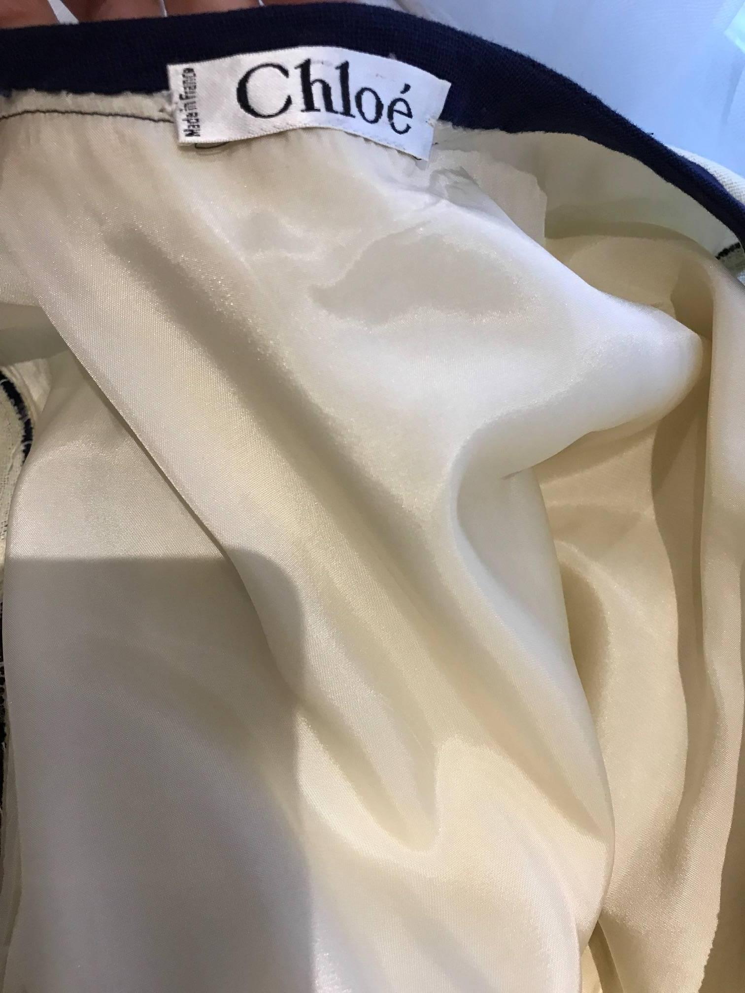 White Vintage CHLOE Ivory Creme Linen Day Dress