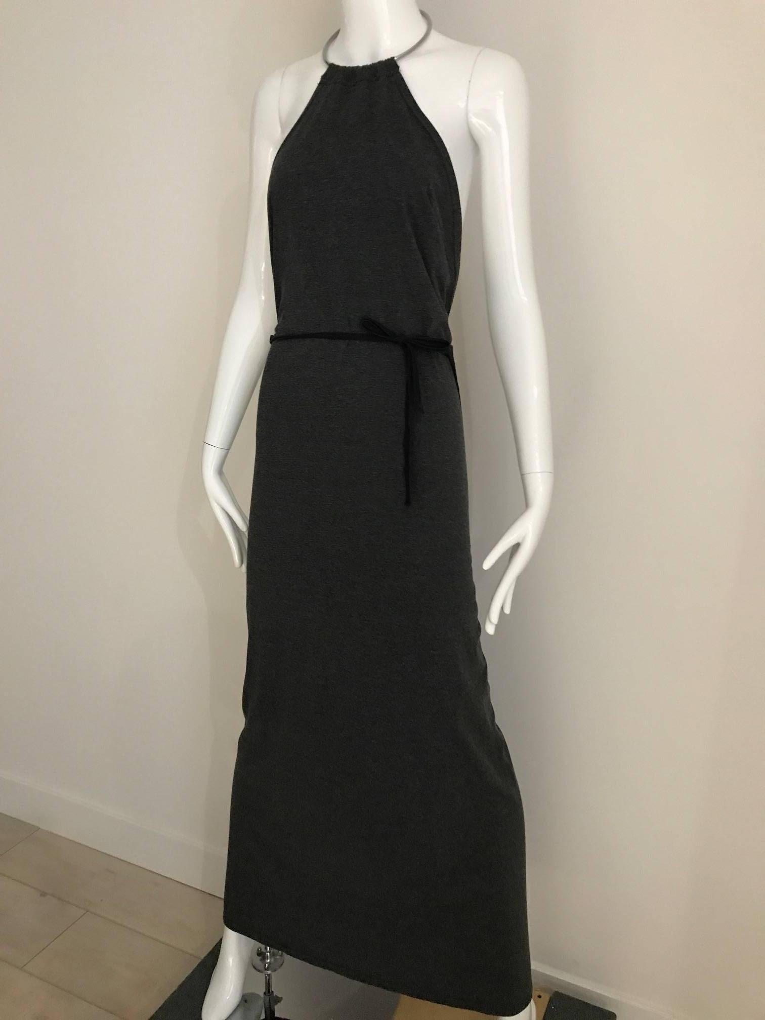 Margiela Grey Knit Halter Dress with Detachable  Long Sleeve In Good Condition In Beverly Hills, CA