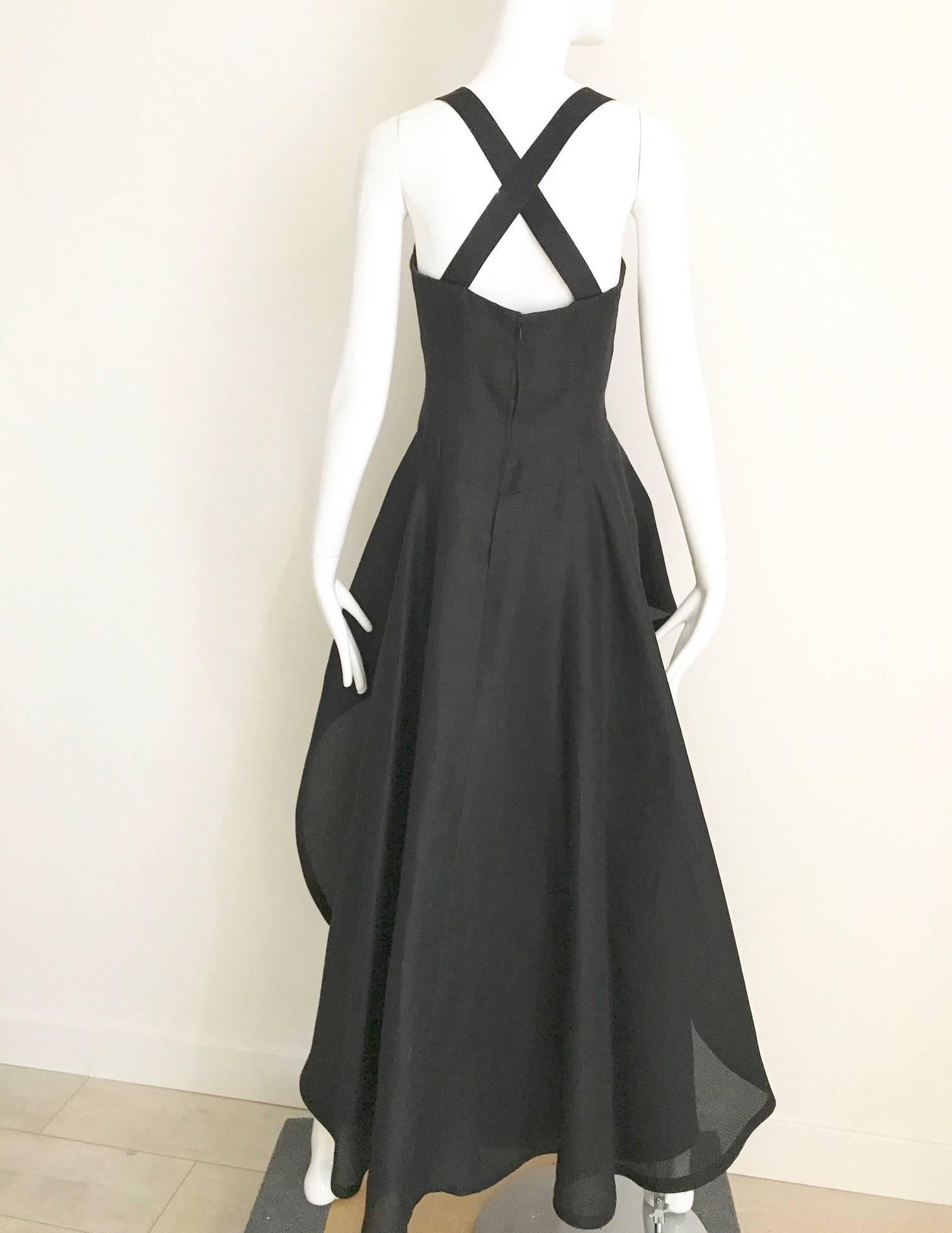 Black Givenchy black silk organza gown, 1970s 