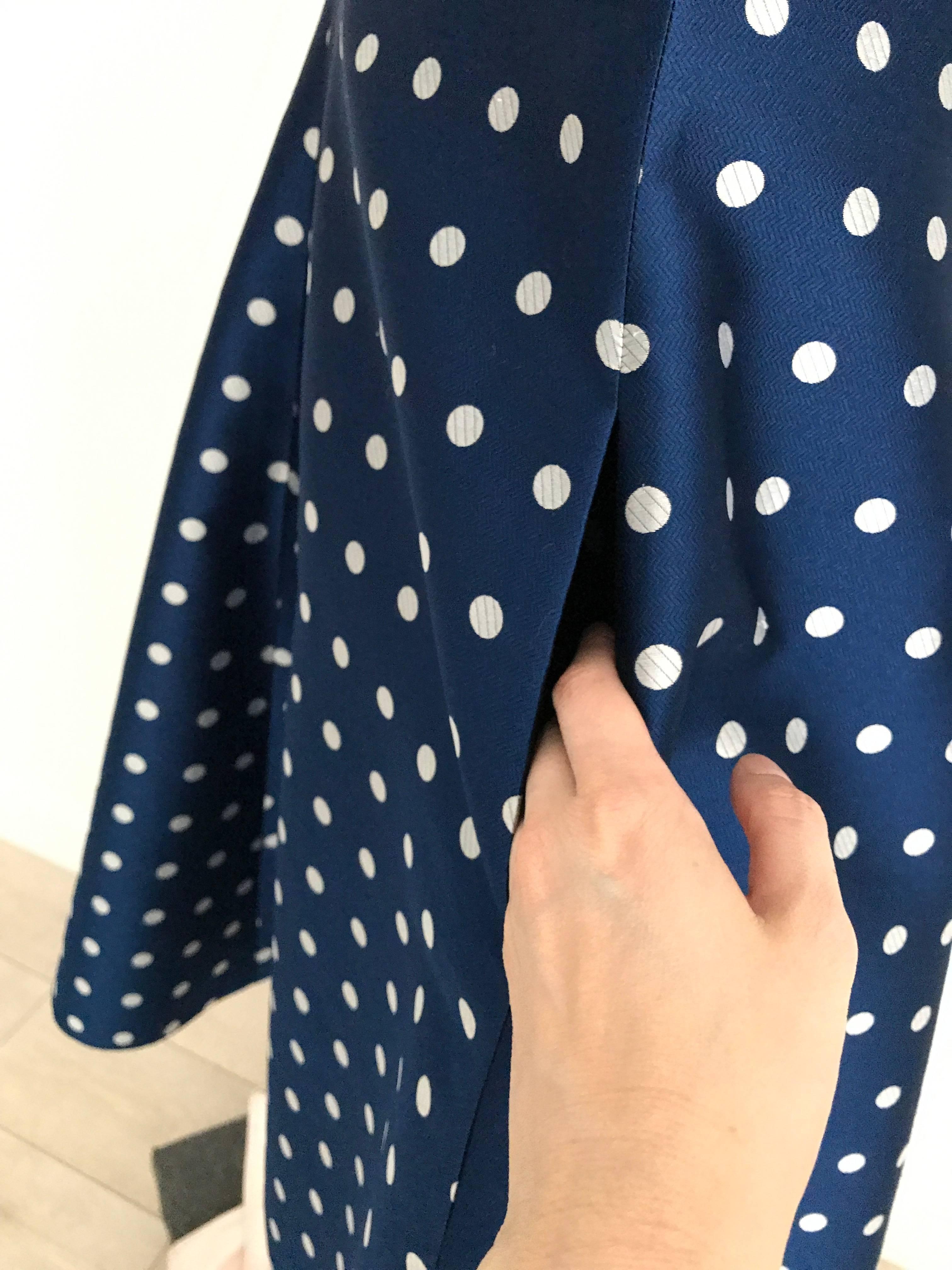 Blue 1950s blue and grey silk polkadot halter cocktail dress For Sale