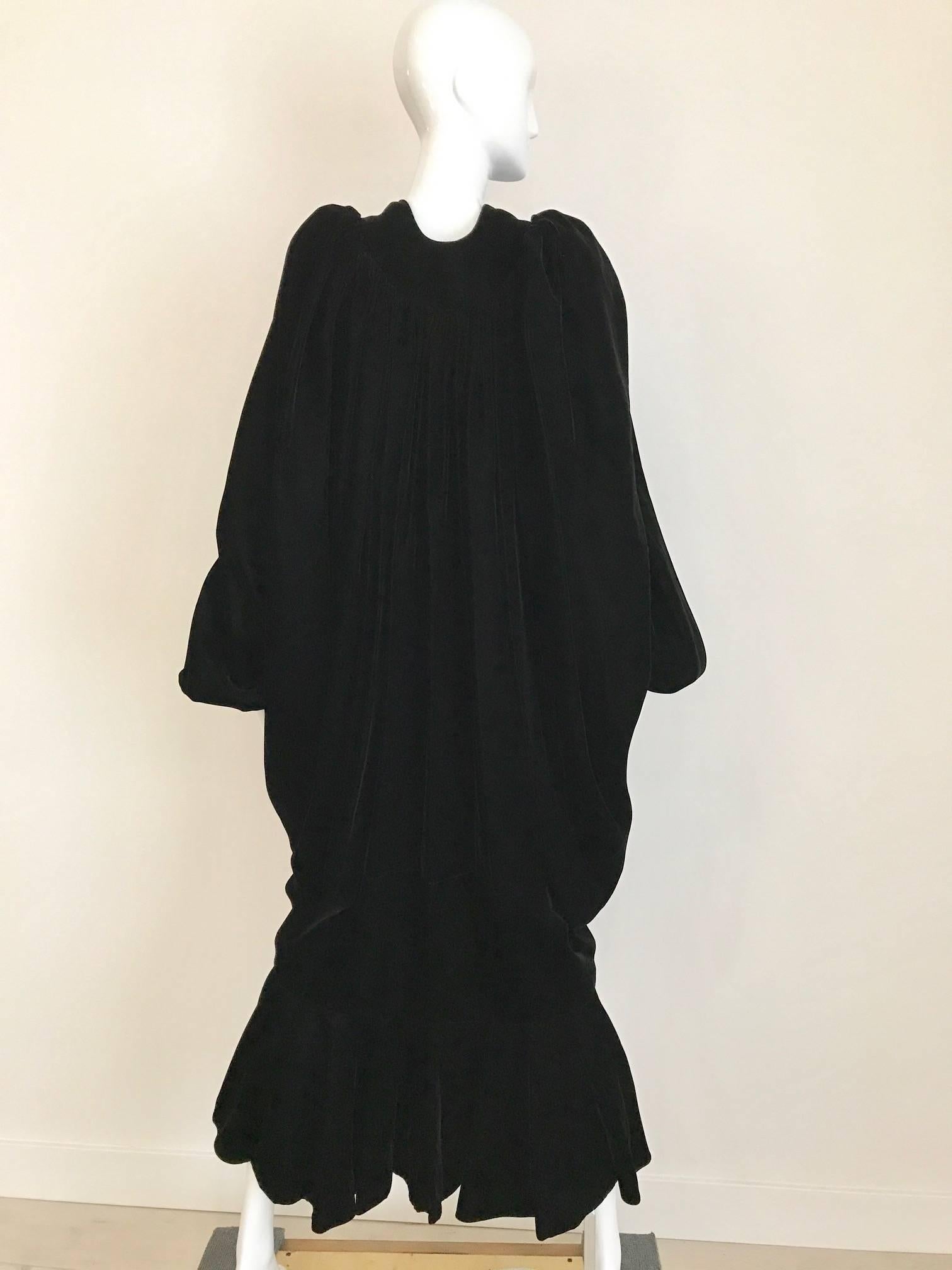 Women's Vintage Yves Saint Laurent black  silk velvet evening coat 
