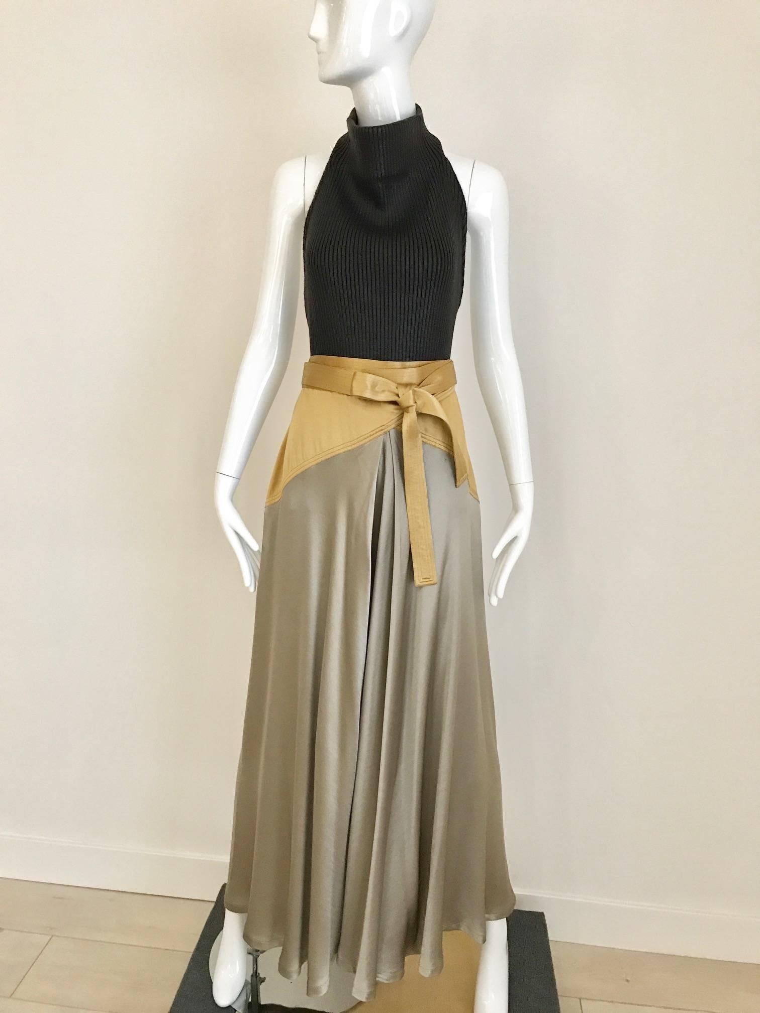 grey silk skirt