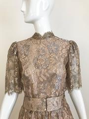 1970s Metalic Lace Cocktail Dress