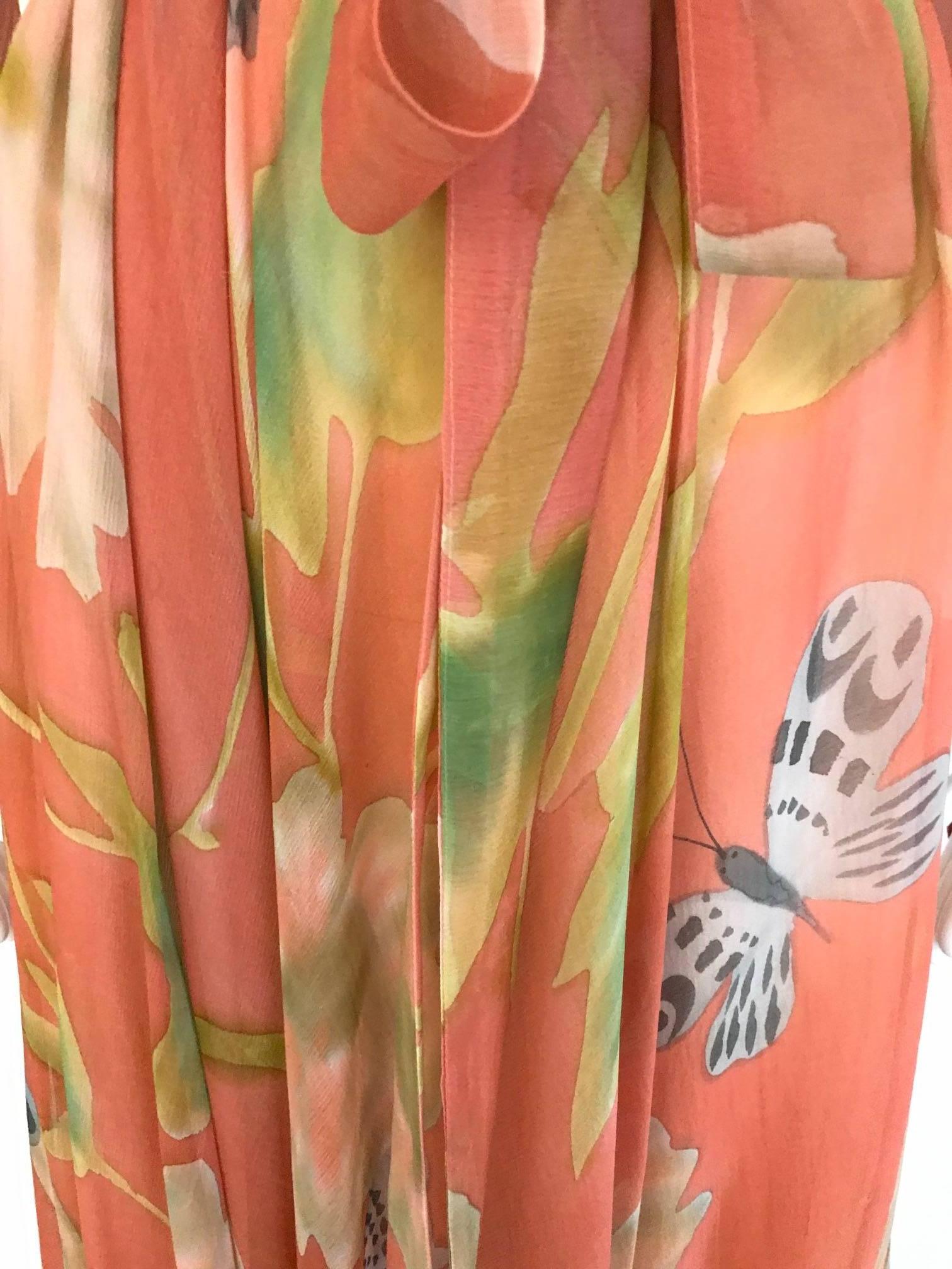 1970s Anna Weatherly Bohemian silk chiffon long sleeve dress 1