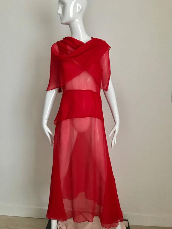 1930s Red Silk Evening 30s Vintage Dress at 1stDibs | 1930s red dress