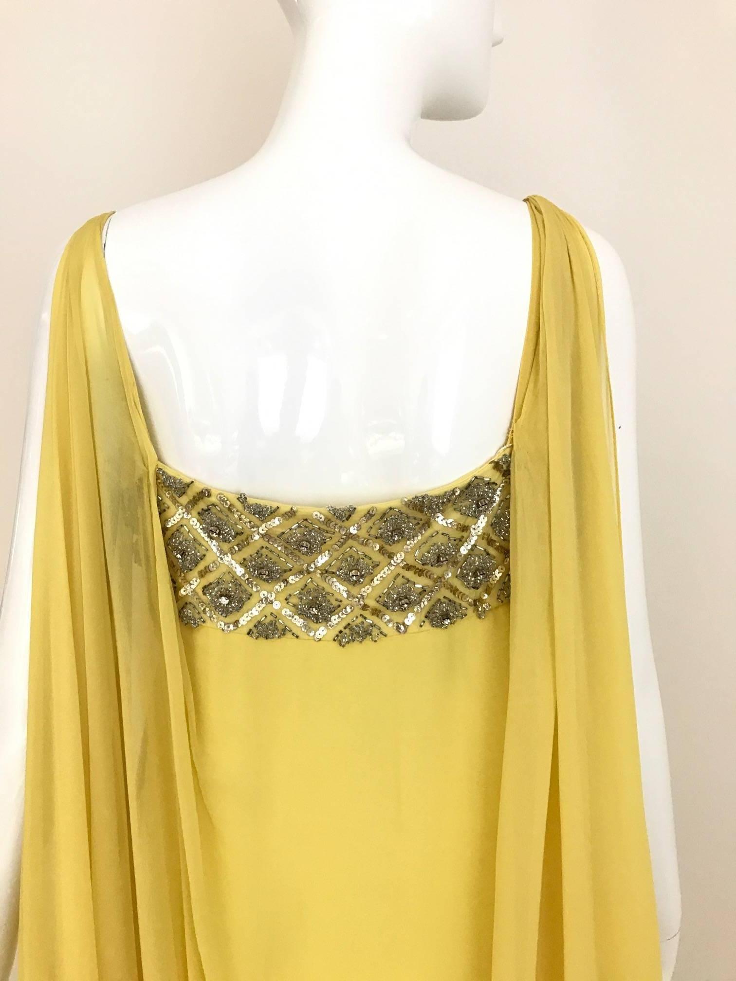 1960s Yellow Silk Chiffon Grecian gown  In Excellent Condition In Beverly Hills, CA