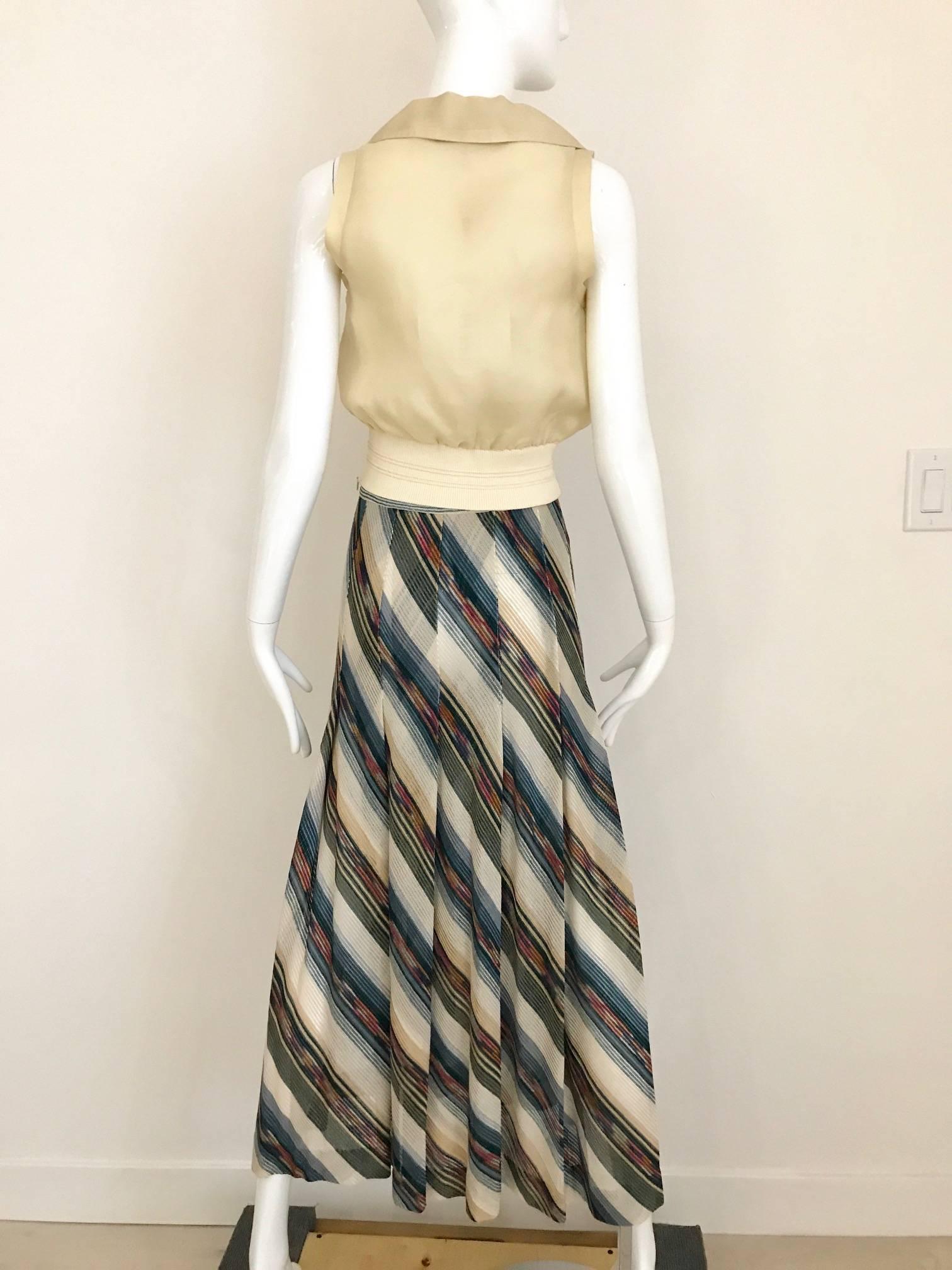 1970s vintage Missoni multi color chevron diagonal stripe knit maxi skirt In Excellent Condition In Beverly Hills, CA