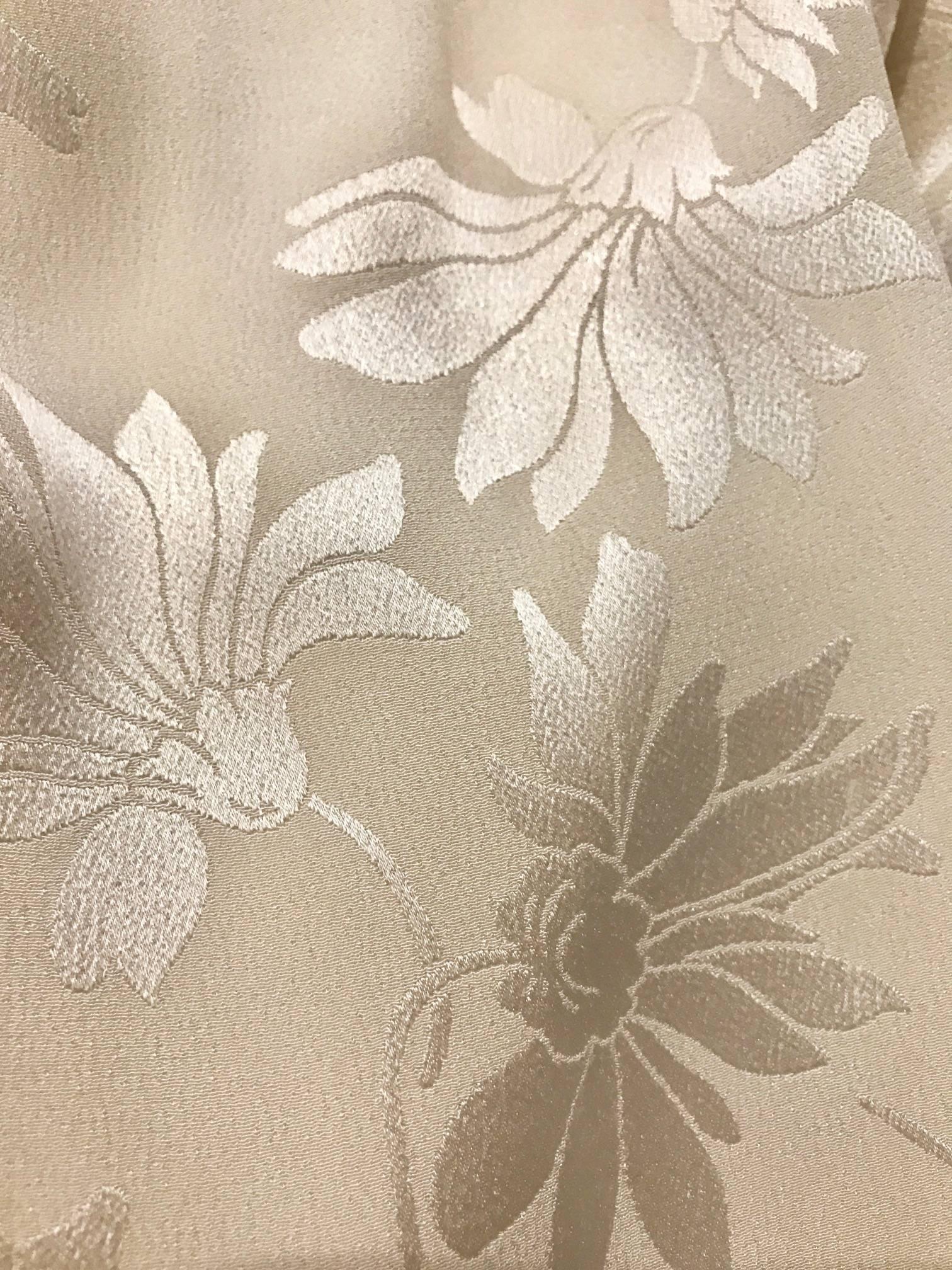 Maxivestido de jacquard de seda marfil de Ossie Clark de los años 70 Beige en venta
