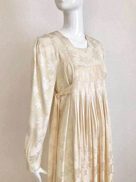 Women's 1970s Ossie Clark Ivory Silk Jacquard Maxi Dress For Sale