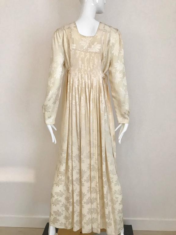 1970s Ossie Clark Ivory Silk Jacquard Maxi Dress For Sale 1