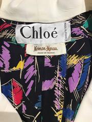 1970s CHLOE Abstract Print Multi Color Print Silk  Dress
