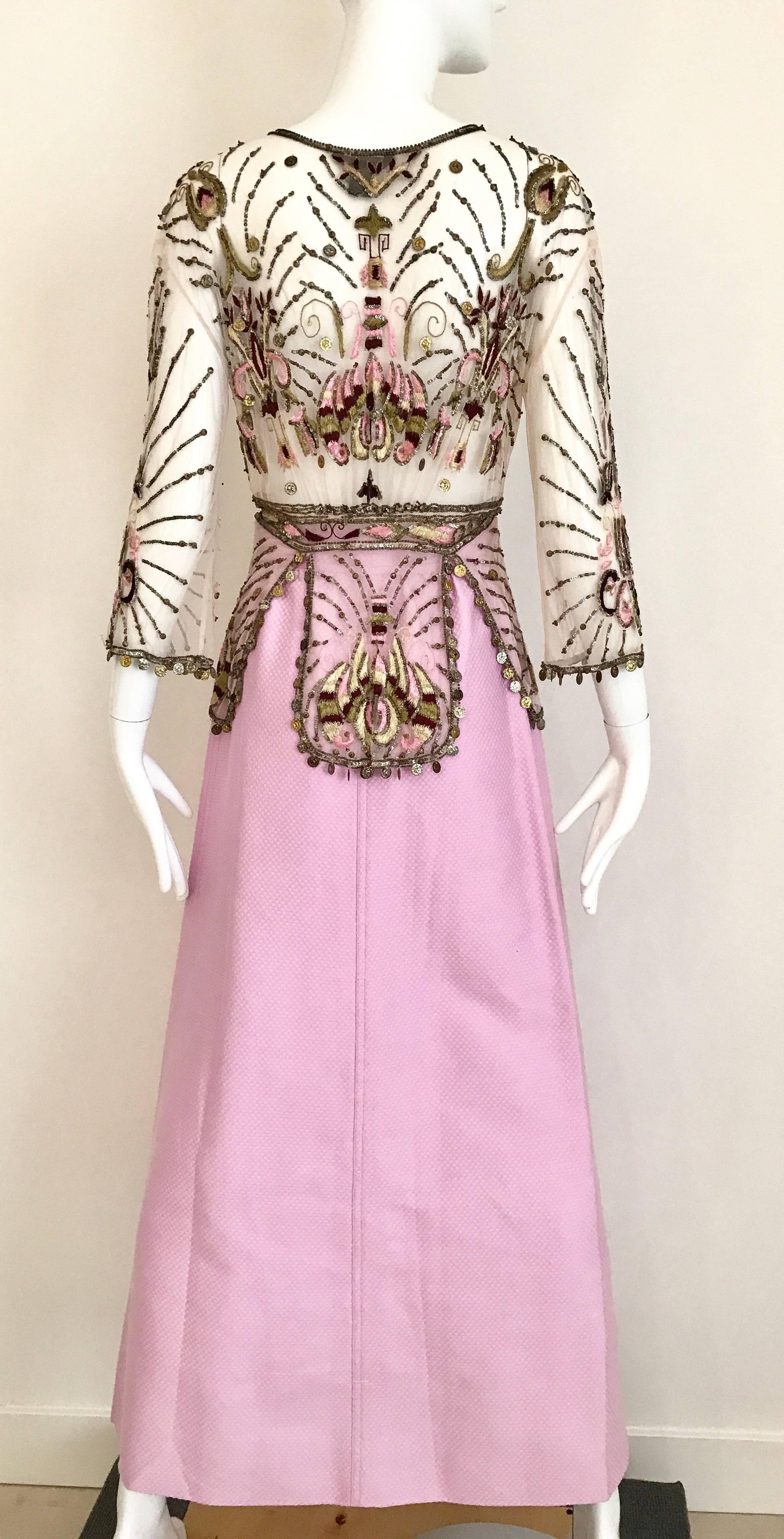 Roberto Cavalli Pale Pink Sheer Mesh Embroidered Beaded Cardigan Jacket 1