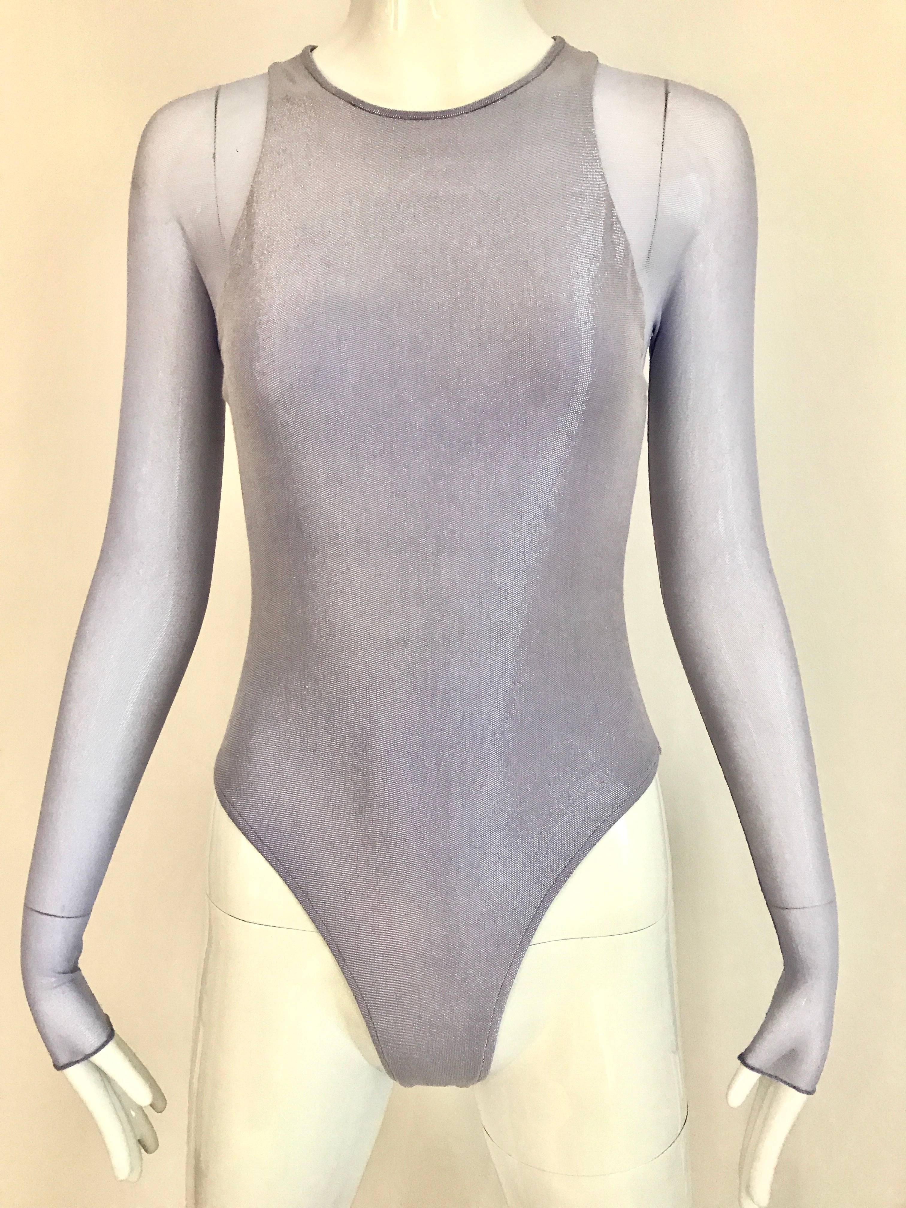 Gray 1990s Giorgio Di Sant Angelo Lilac Metallic Long Sleeve Body Suit
