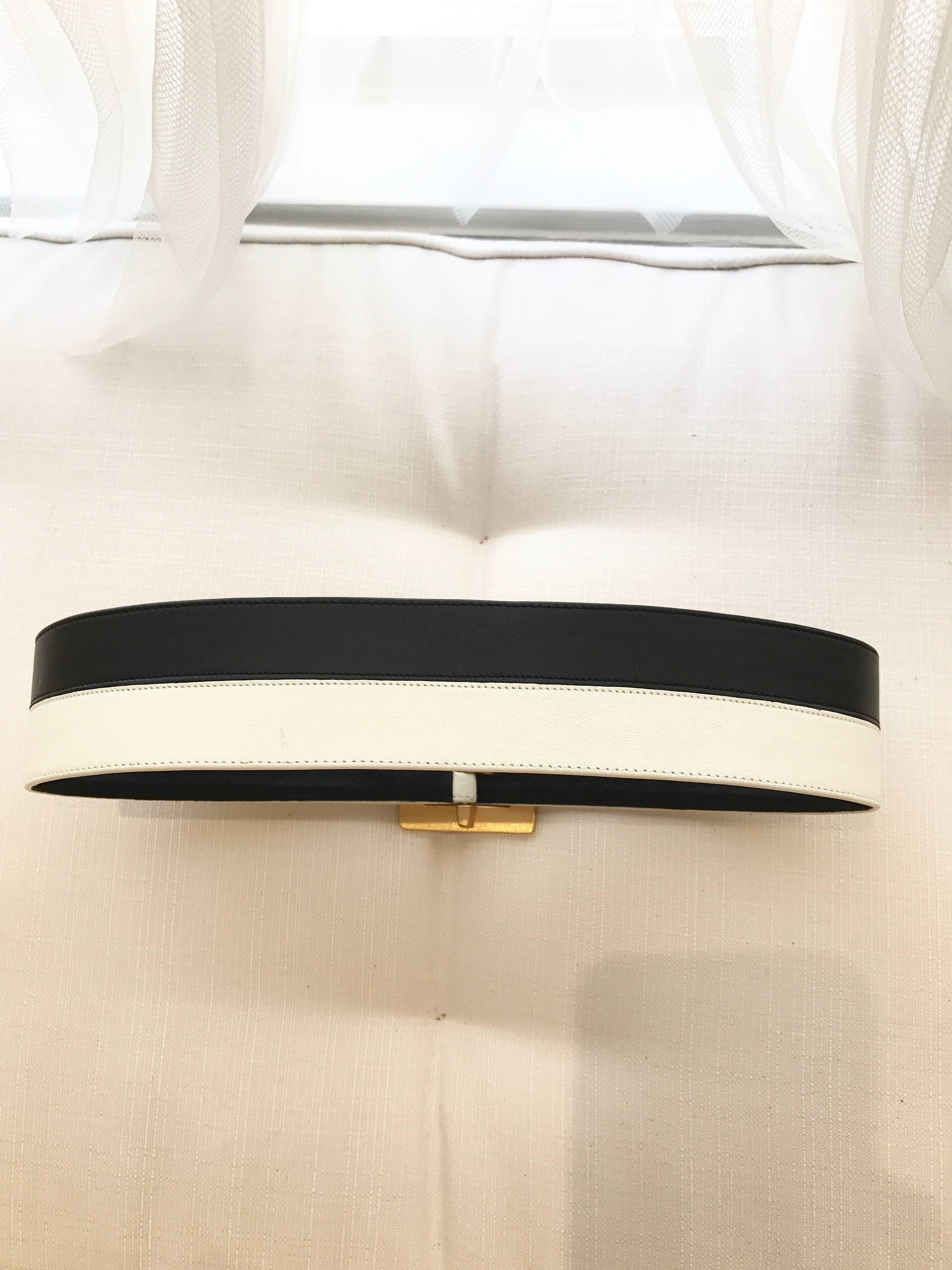 Women's 1980s CHANEL Black and White Leather Belt