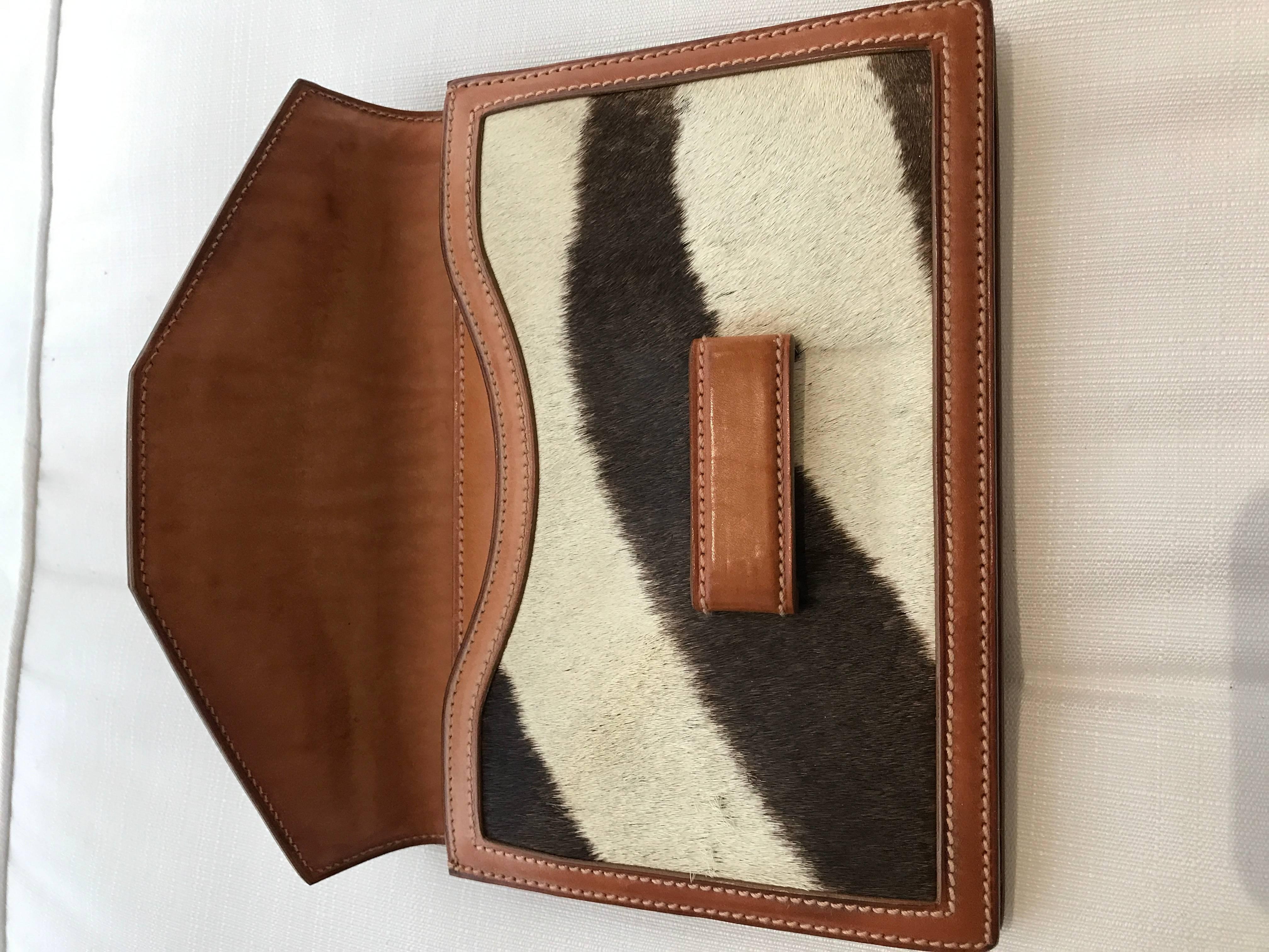 Beige Vintage Ralph Lauren Pony Hair Leather Clutch