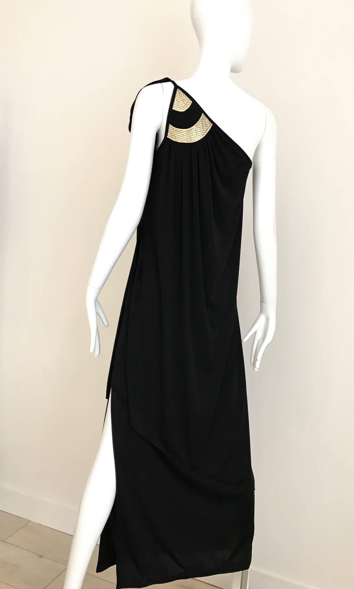 Women's 1970s Vintage Bill Tice Black Jersey One Shoulder Dress