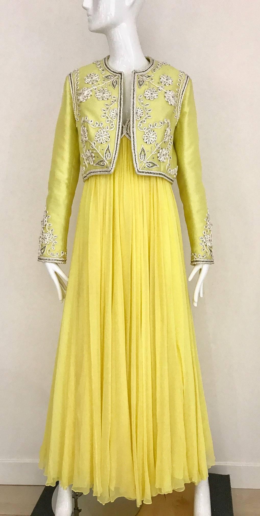 yellow silk gown