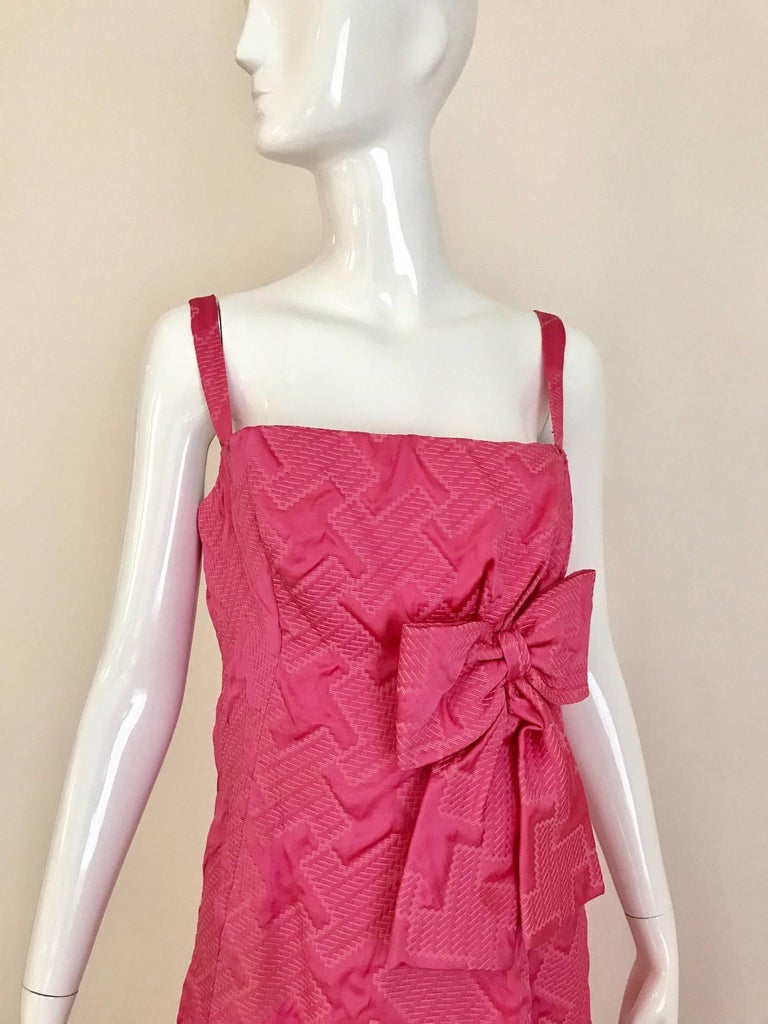 1960s Quilted Magenta Satin Brocade Gown For Sale at 1stDibs | satin ...