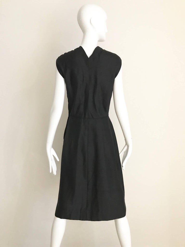 1950s Black Silk Shantung Dress with Large Bow For Sale at 1stDibs ...