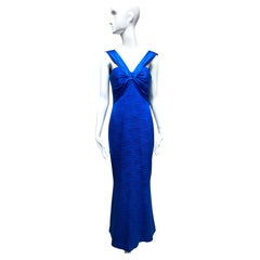 1960s Nina Ricci Haute Boutique Cobalt Blue Silk Evening Gown, Size US 6