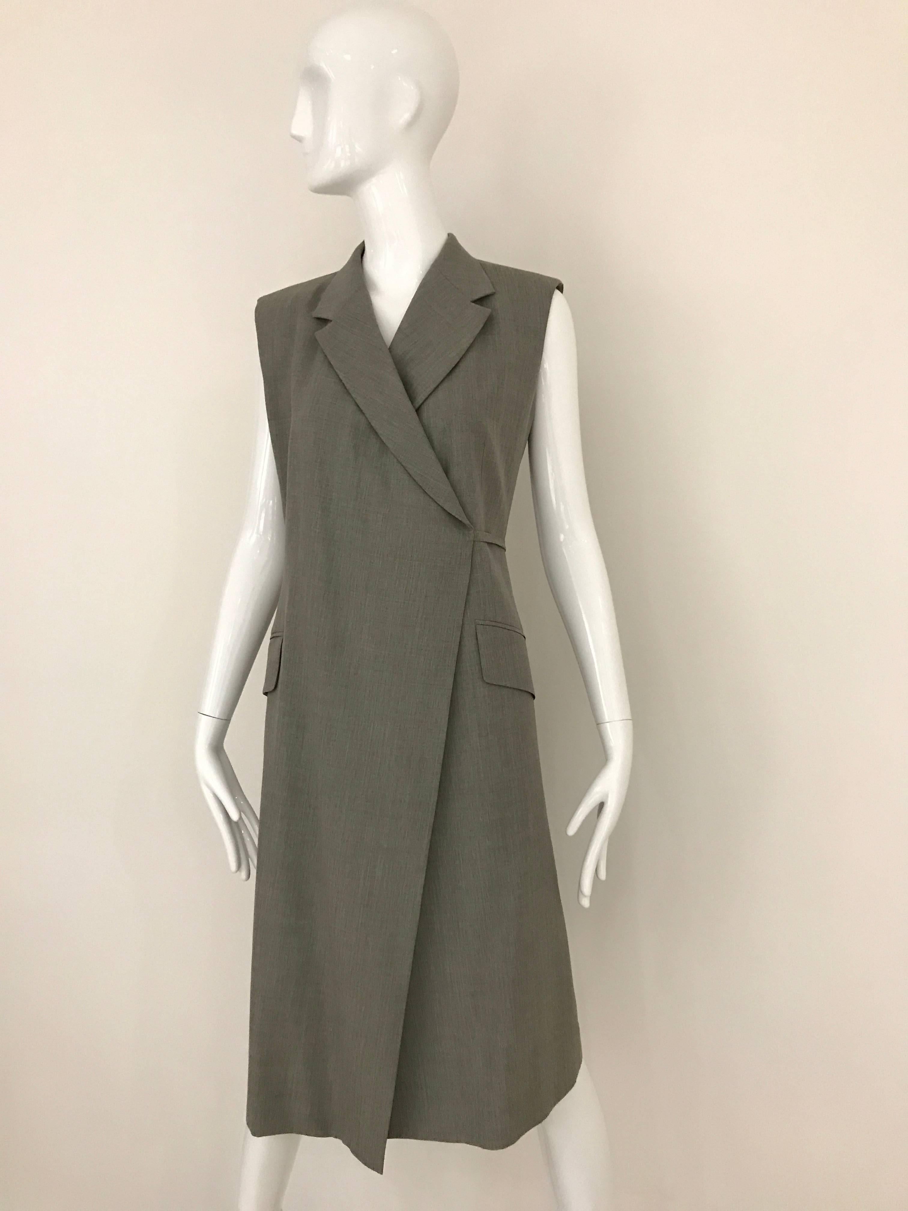 Women's 1990s ISAAC MIZRAHI Grey Light Waistcoat Vintage Wrap Dress