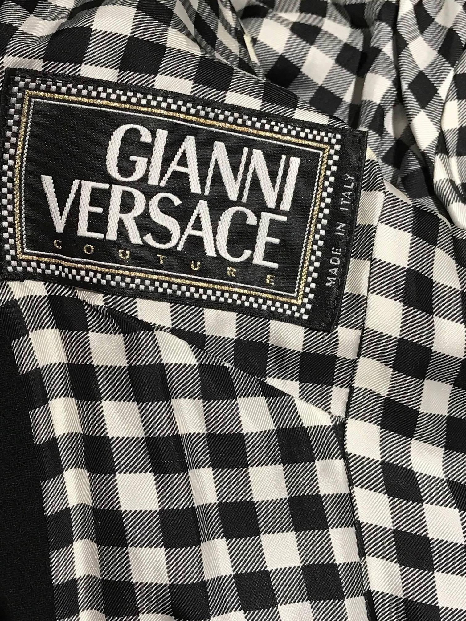 Vintage Gianni Versace Couture Black Peacoat Jacket In Excellent Condition In Beverly Hills, CA