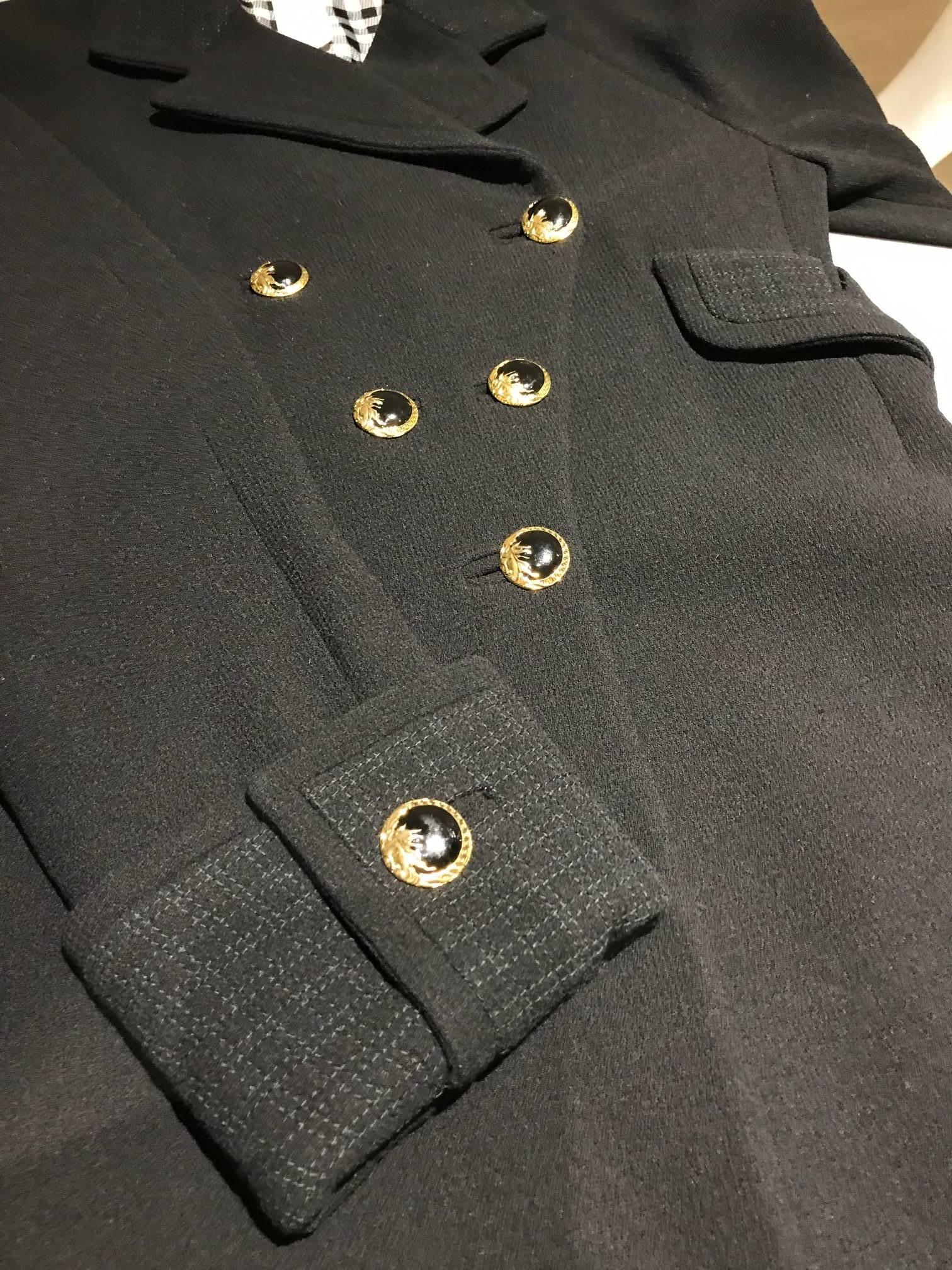 Women's Vintage Gianni Versace Couture Black Peacoat Jacket