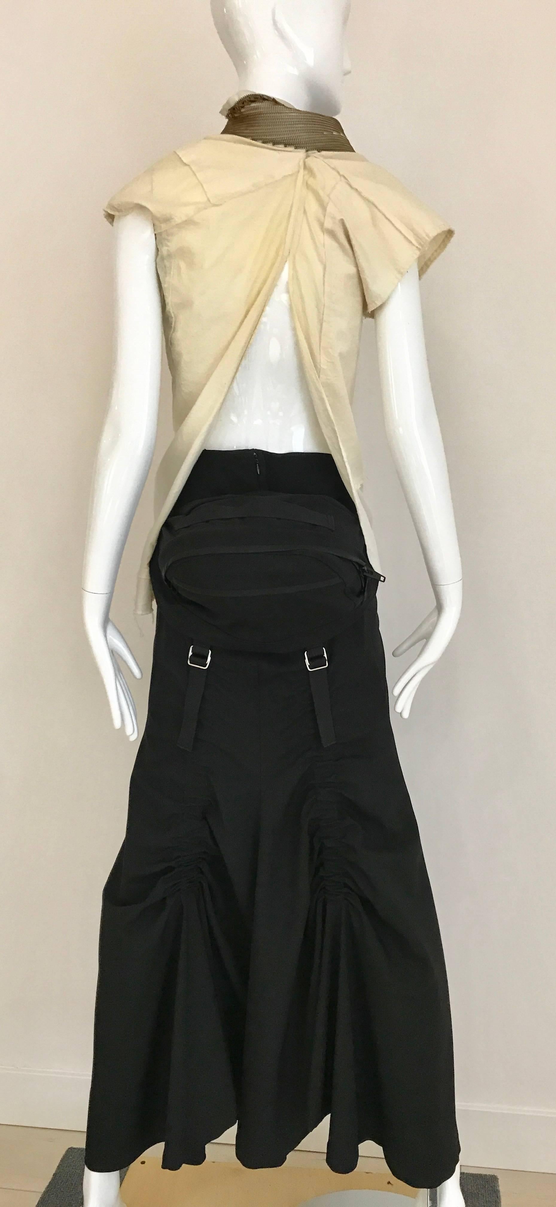JUNYA WATANABE Creme Deconstructed Cotton Blouse with Asymetrical zipper collar In Good Condition In Beverly Hills, CA