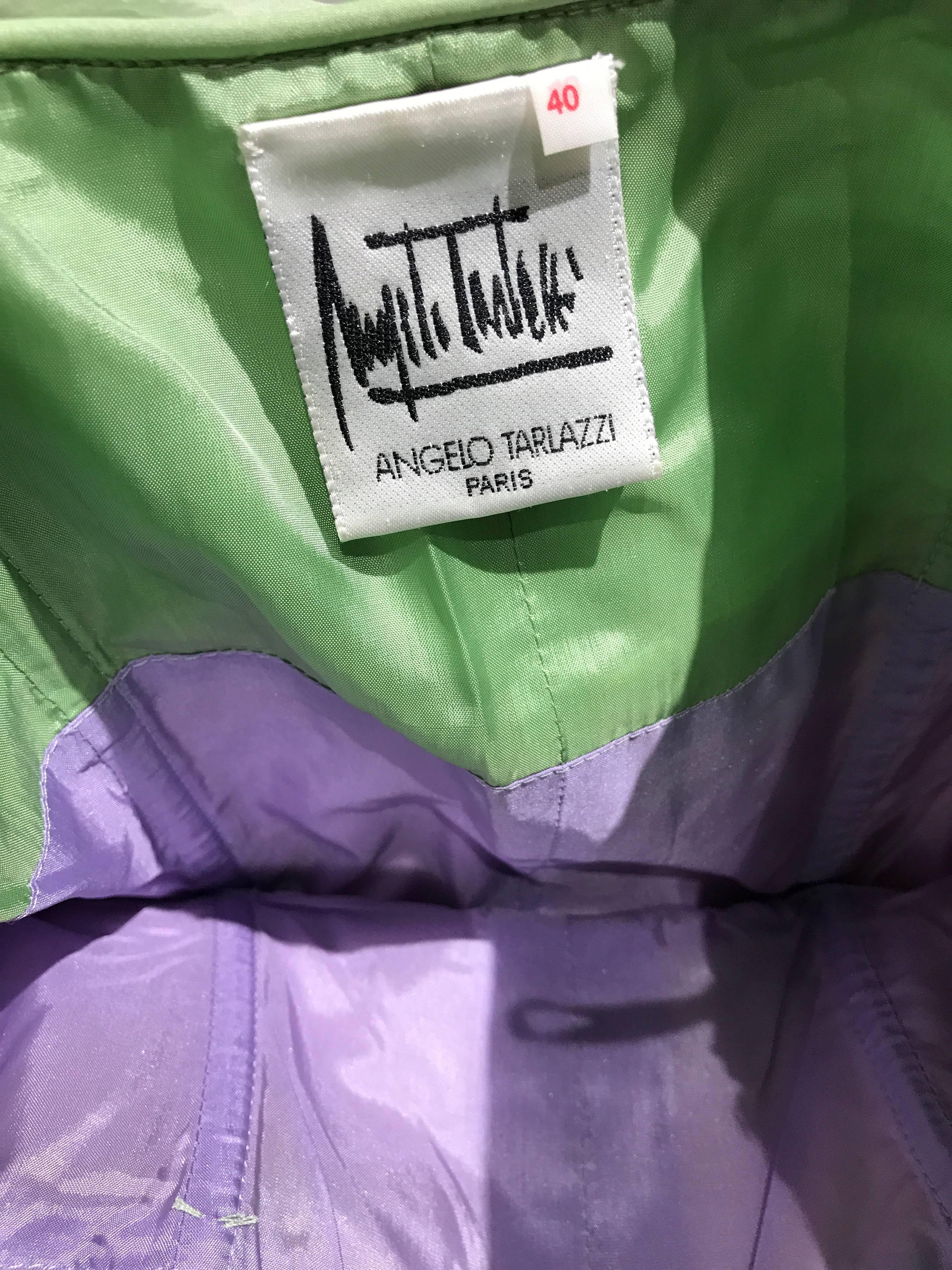 Women's Vintage ANGELO TARLAZZI Strapless Lilac and Green Silk Mini Cocktail 80s Dress