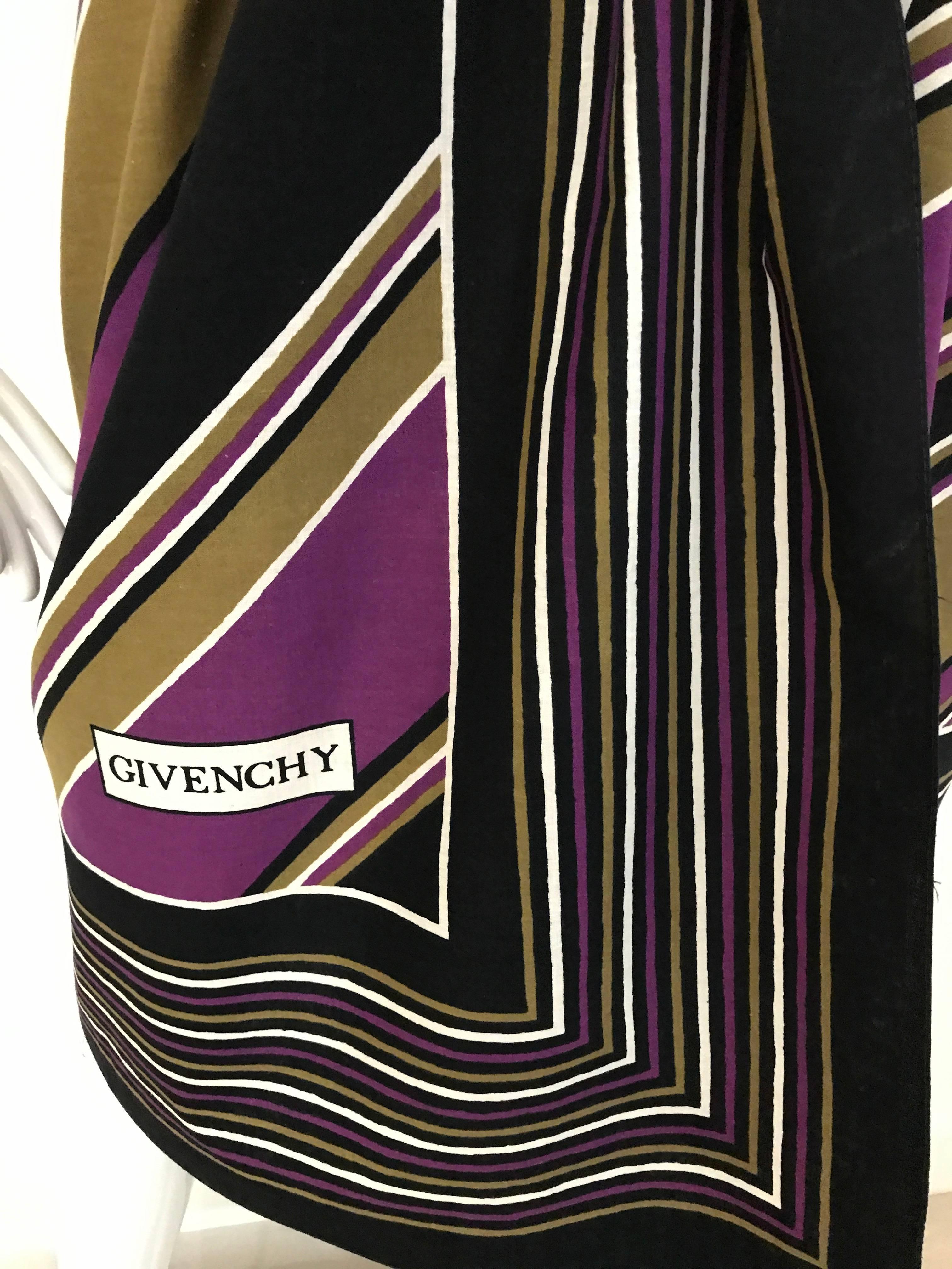 Women's Givenchy Large multi color Cotton Vintage Scarf, 1970s 