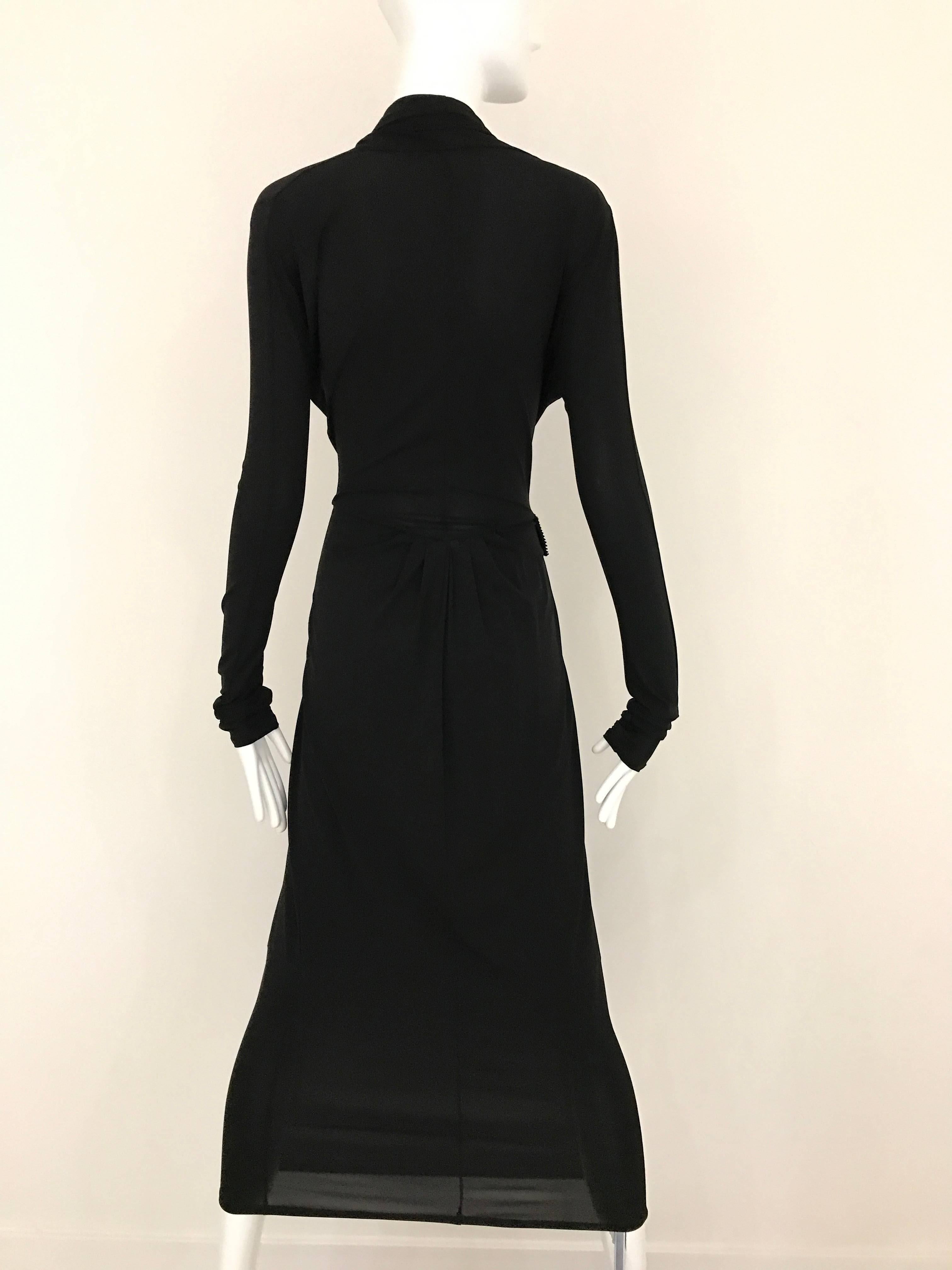 1990s Gianfranco Ferre Black Knit Jersey Cocktail Dress In Excellent Condition For Sale In Beverly Hills, CA