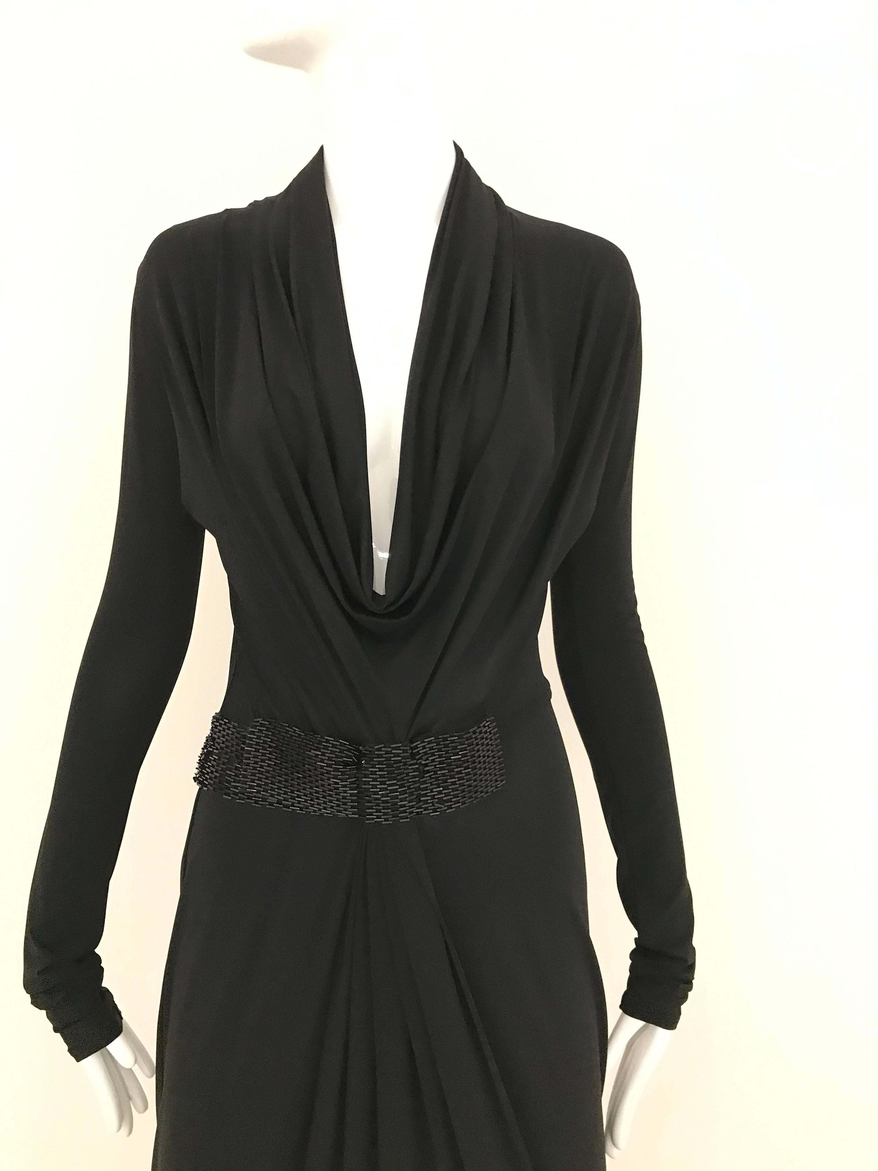 Women's 1990s Gianfranco Ferre Black Knit Jersey Cocktail Dress For Sale