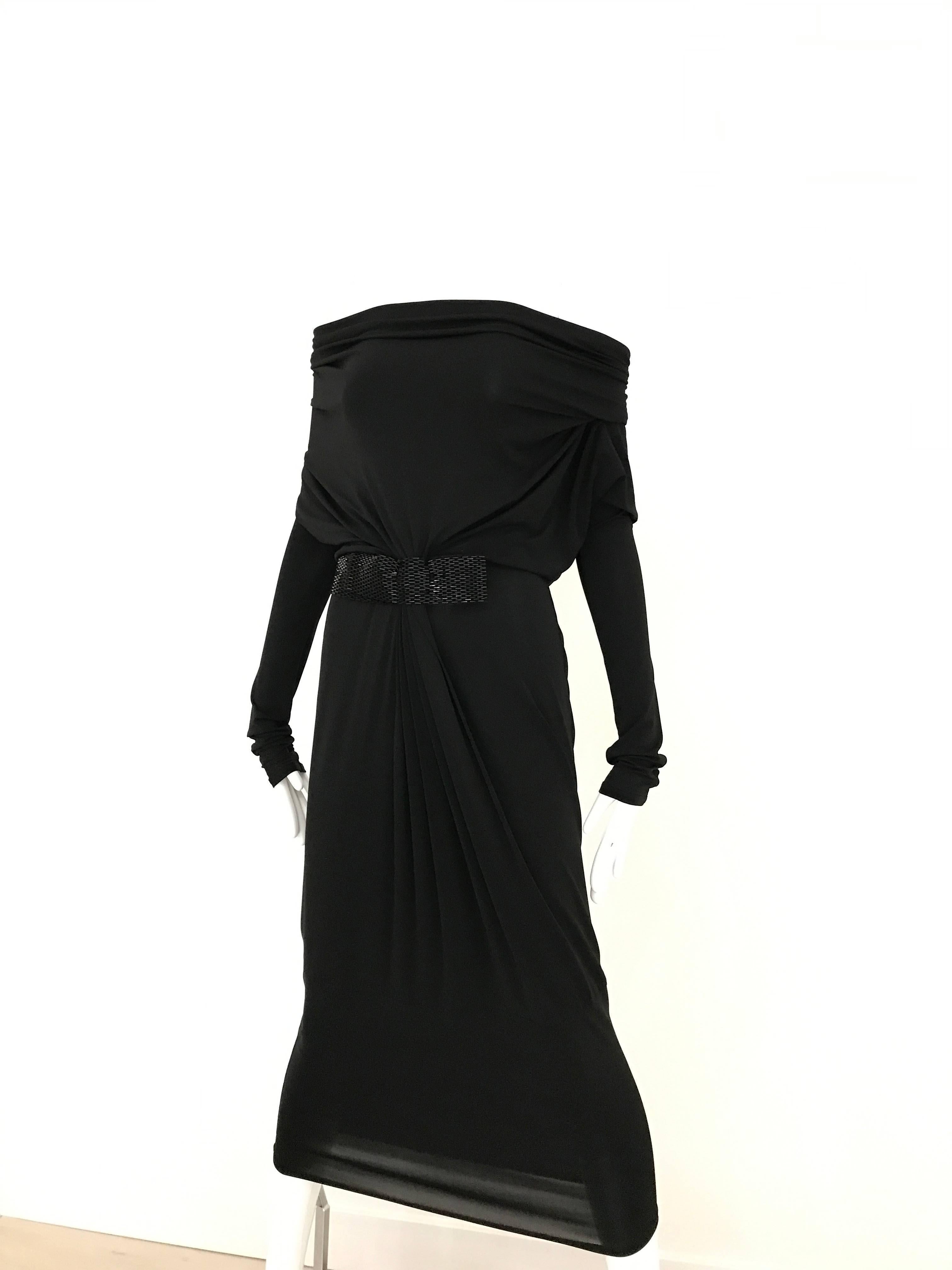 1990s Gianfranco Ferre Black Knit Jersey Cocktail Dress For Sale 1