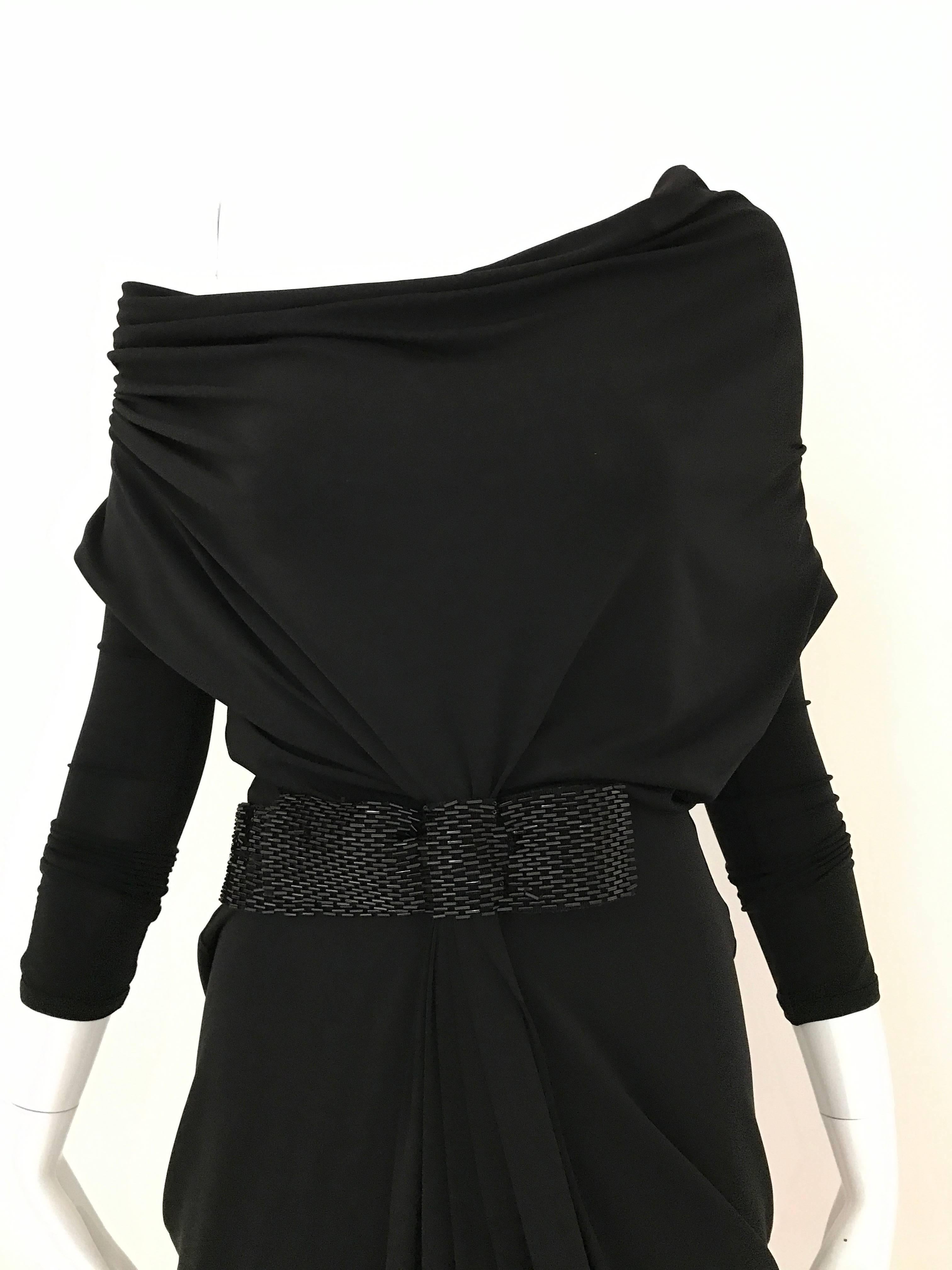 1990s Gianfranco Ferre Black Knit Jersey Cocktail Dress For Sale at 1stDibs