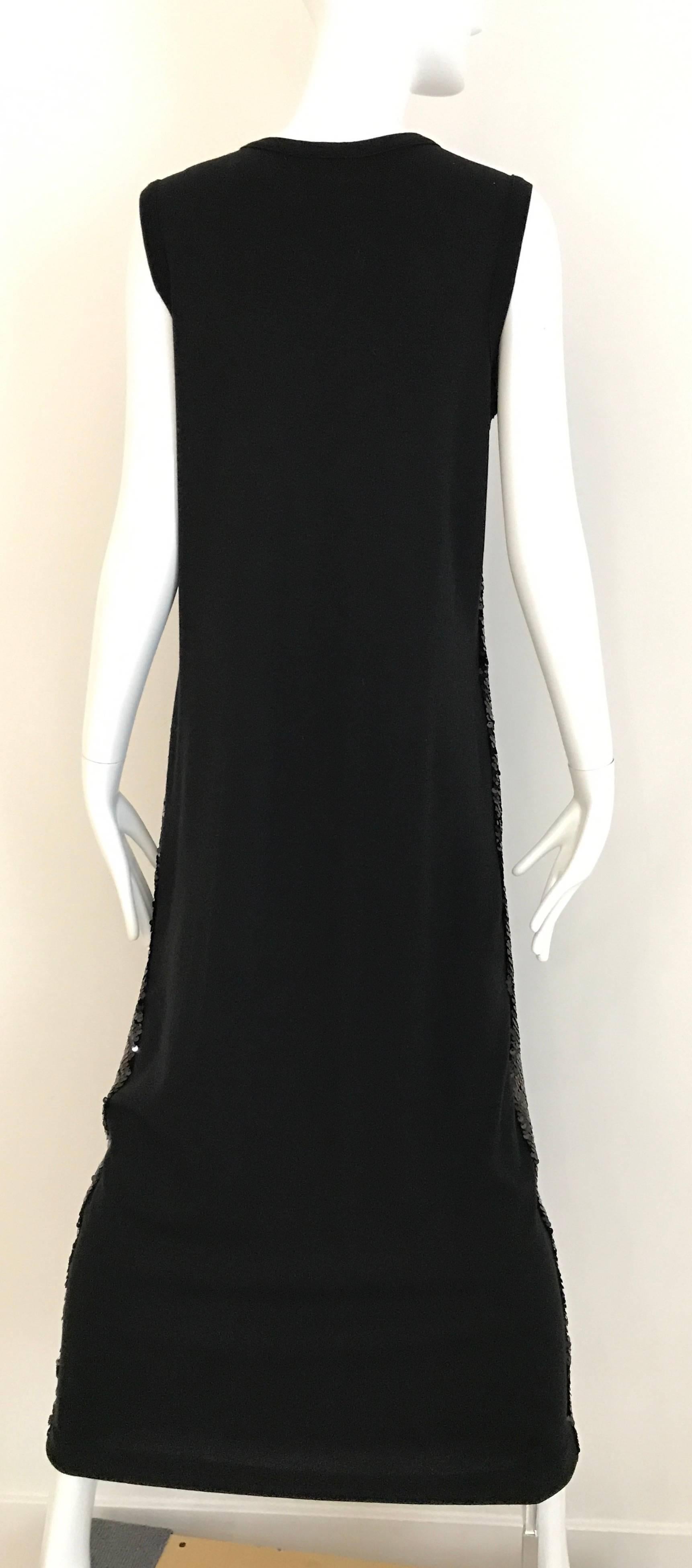 Giambattista  Valli Black Sequin Sleeveless Jersey Knit Maxi Dress In Excellent Condition In Beverly Hills, CA