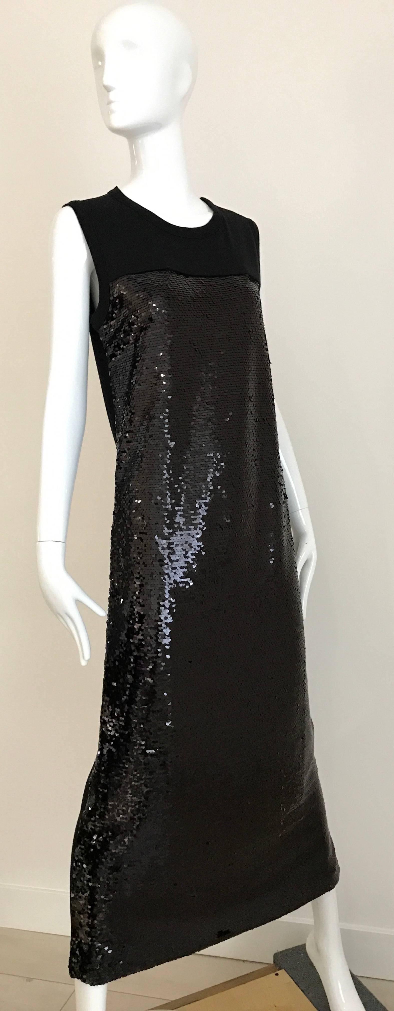 Women's Giambattista  Valli Black Sequin Sleeveless Jersey Knit Maxi Dress